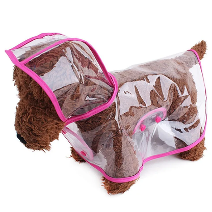 Impermeable Chubasquero Transparente Bordes Rosas Para Perro