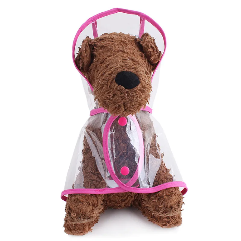 Impermeable Chubasquero Transparente Bordes Rosas Para Perro